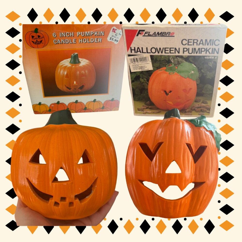 Set of 2 VTG Pumpkin Tea Lights